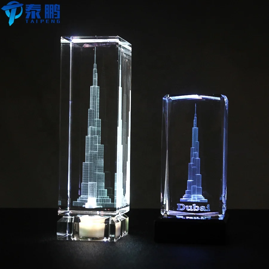 
Best 3D engraving Burj Khalifa Tower models as crystal gift 