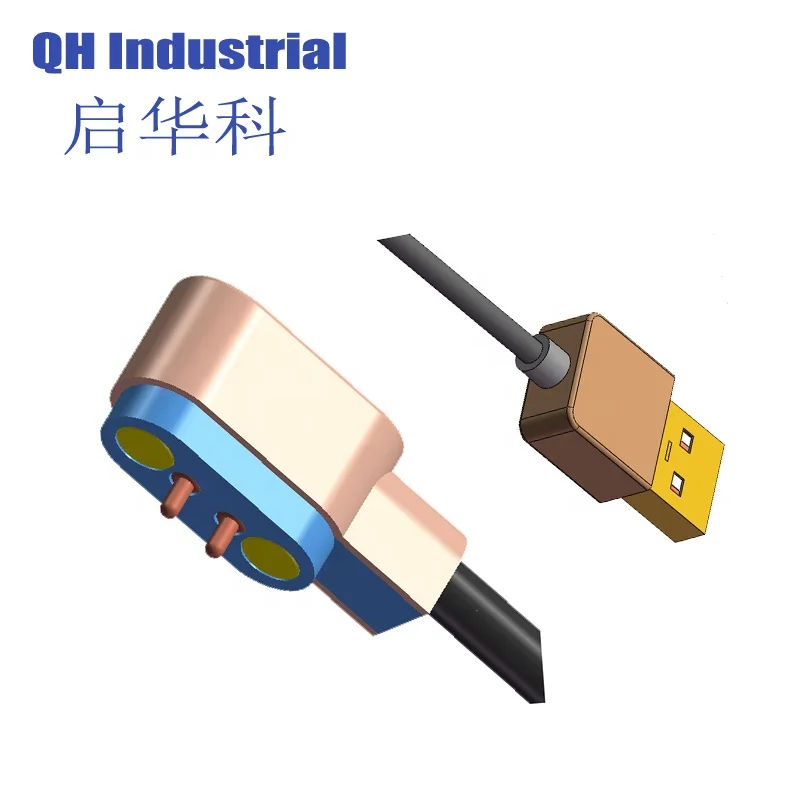 2.84 Pitch 4.0 Pitch High Current Male and Female Pogo Cable Magnetic Charging Connector 2Pin Magnetic Connector