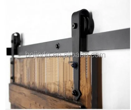 
12Ft Sliding Barn Door Closet Hardware Set Black Wood Antique Style Double Track Kit System 
