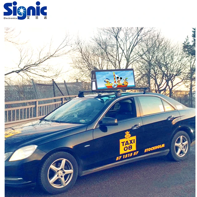HD P2.5 smd led screen waterproof/ high brightness products taxi roof top advertising lighted signs