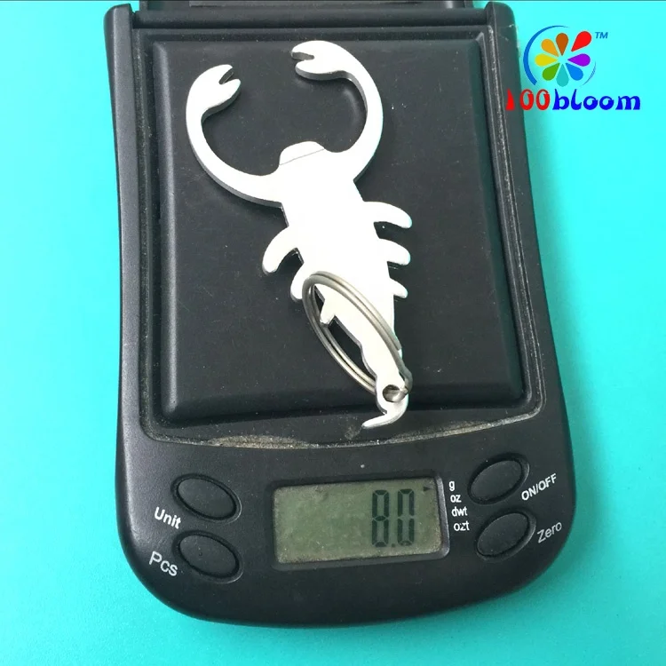 Factory wholesale 7.8cm aluminum scorpion bottle opener with keyring