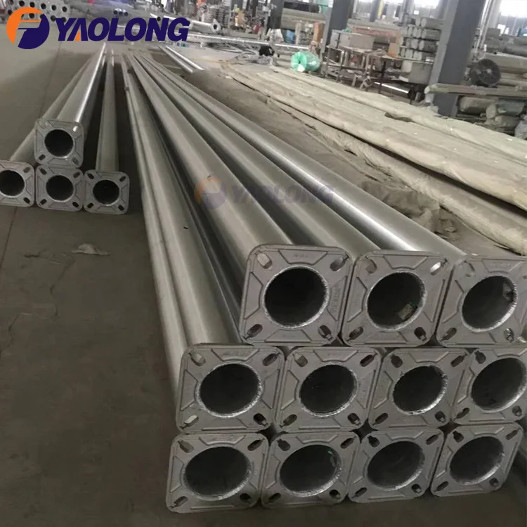 Round Conical Satin Brushed Folding Street Lighting Pole Price/Led Street Light Pole/Street Light Column Foundation