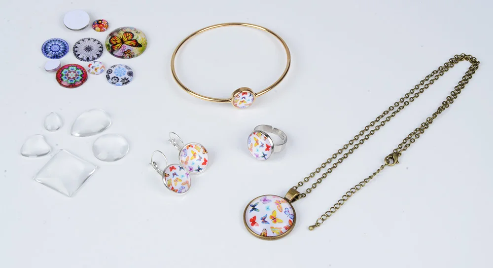 Chanfar Transparent Clear Picture Round Glass Cabochons Flat Back 12mm for Pendant Base