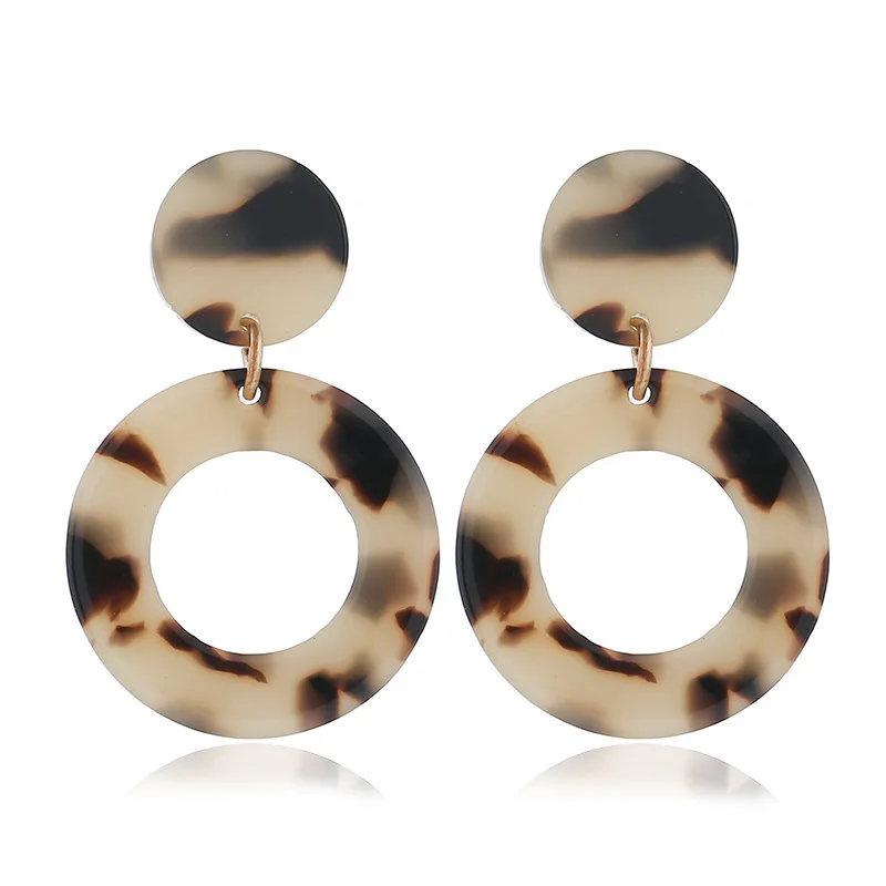 7 Colors Available Cellulose Acetate Sheet Acrylic Earring Leopard Grain Tortoise Shell Round Acrylic Earrings