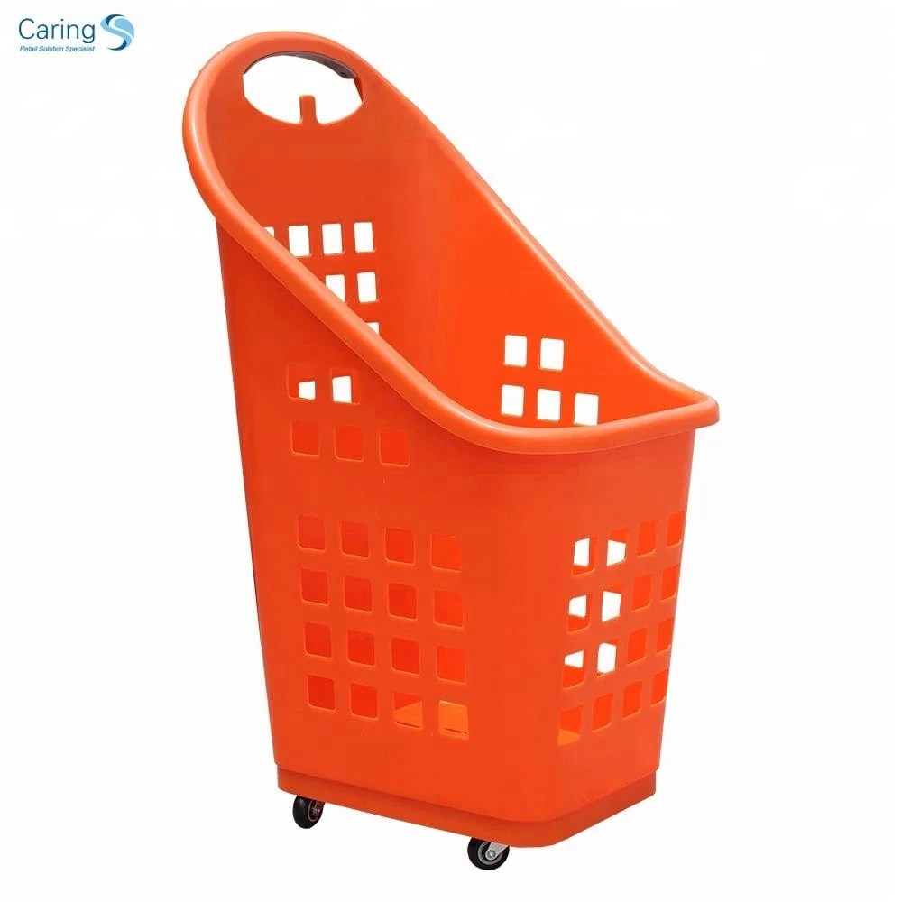 Wholesale priced shopping basket with wheels/plastic wheel shopping basket/shopping trolley