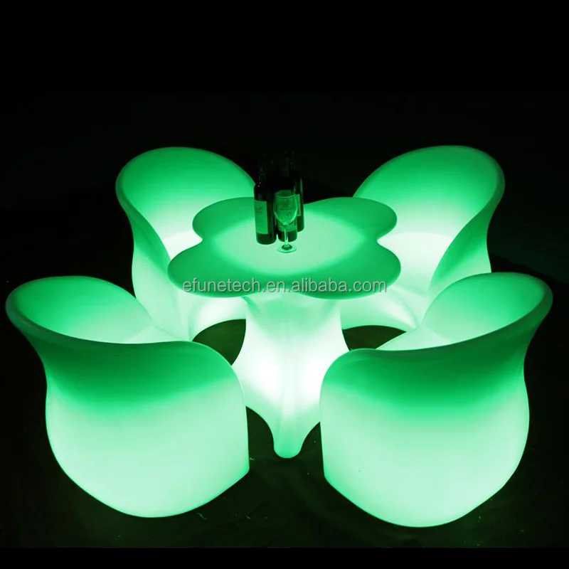 Светодиодные обеденные стулья и столы с пультом дистанционного управления, меняющие цвет rgb, питание от батареек, из пластика и барной мебели