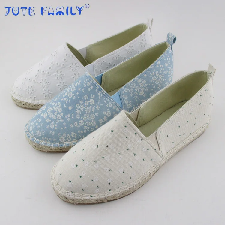 Hot Sale flat Woman  Ladies canvas espadrilles women Comfortable espadrilles jute shoes