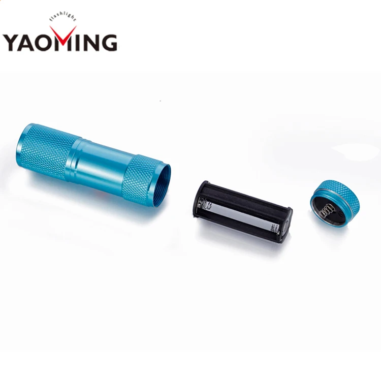 3*AAA Battery Aluminum kids Mini 395nm Blacklight UV LED 9 LED Torch Gift Flashlight