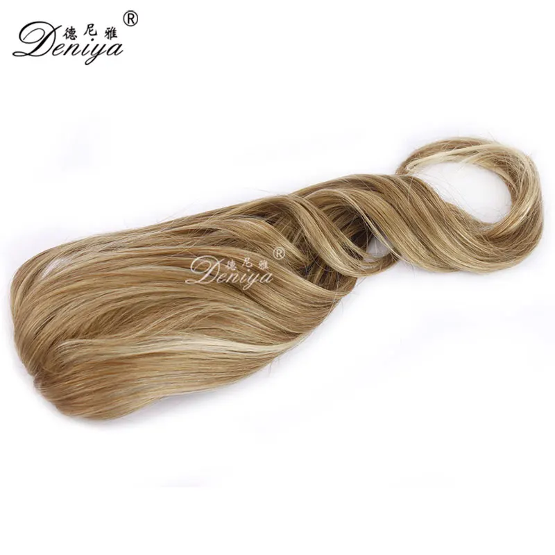 
High quality extremely light curly European style synthetic jaw claw ponytail apply hair extension 