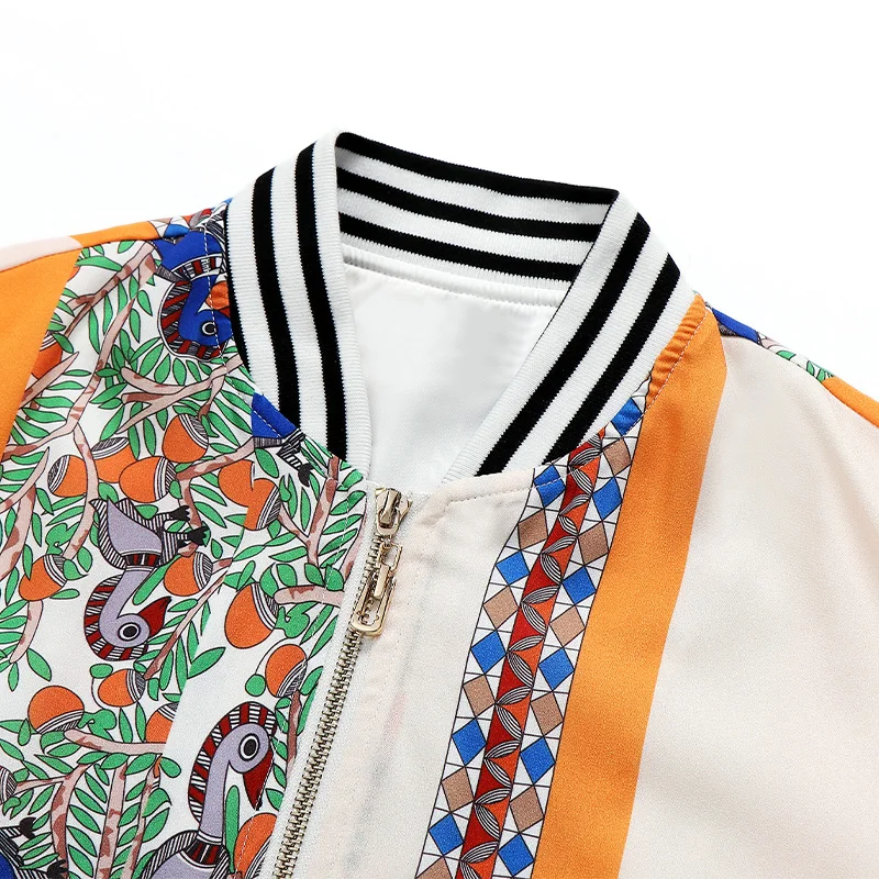 Newly Arrival Bohemian Fashion Style Short Cap Sleeves Ruffle Chiffon Print Dress and Elastic Zip Up Blouse 2 Piece Set Women