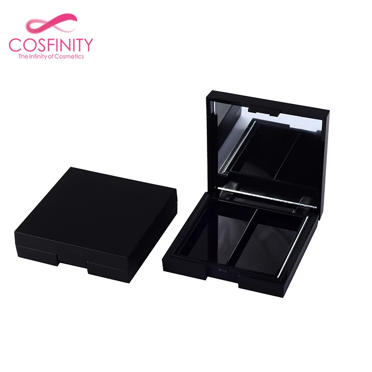Cosmetic black square eyeshadow packaging eye shadow case makeup palette containers with mirror