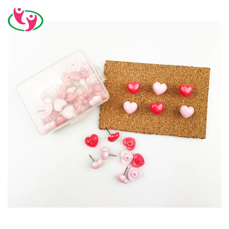 Рекламная, сделанная на заказ, красная, розовая, в форме сердца, пластиковая карта, нажимная булавка для офиса и школы