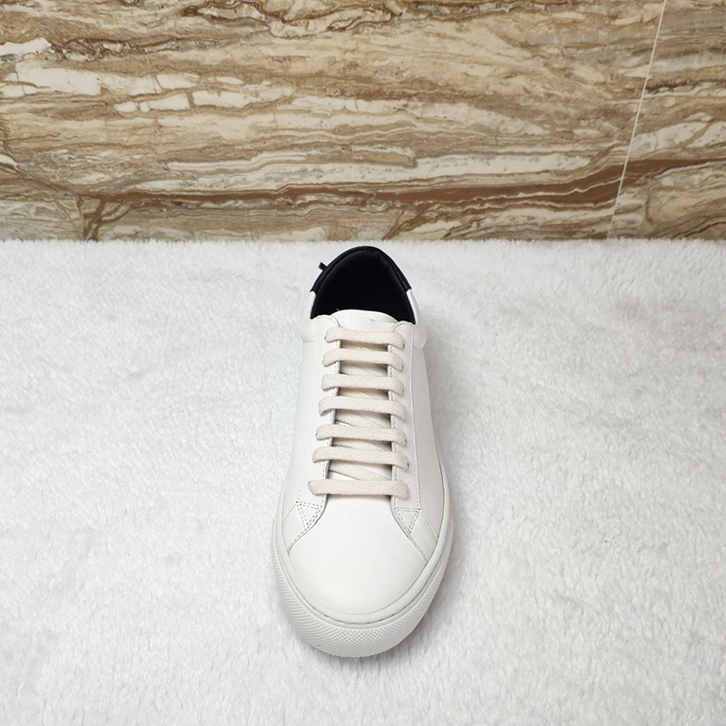 MOQ 1 PCS Women Lace Ups Plain White sport Shoes Soft high quality genuine leather Casual Sneakers