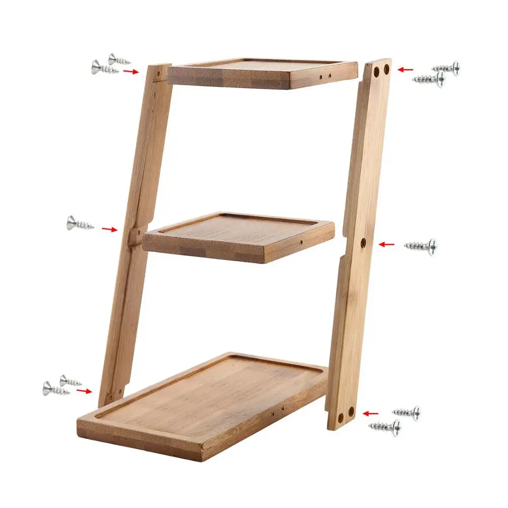 Bamboo Indoor Outdoor Small 3 Tier Step Pot Plant Stand Holder Mid Century Wood Spiral Staircase Garden Succulent