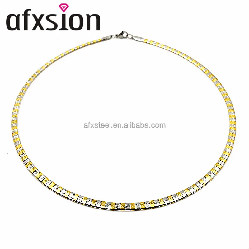 AFXSION Fashion Korean girl 4mm flat snake chain, gold plated stainless steel necklace necklace wholesale