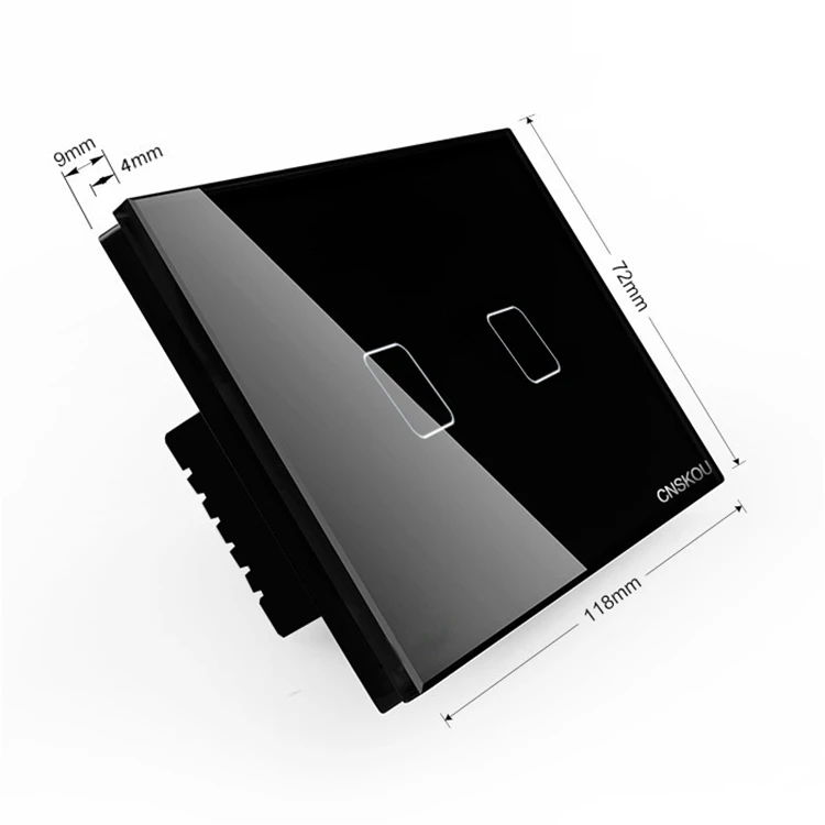 Cnskou Useful US smart switch 2gang 1way glass panel energy saving home automation light switch with SCR and 200w/gang