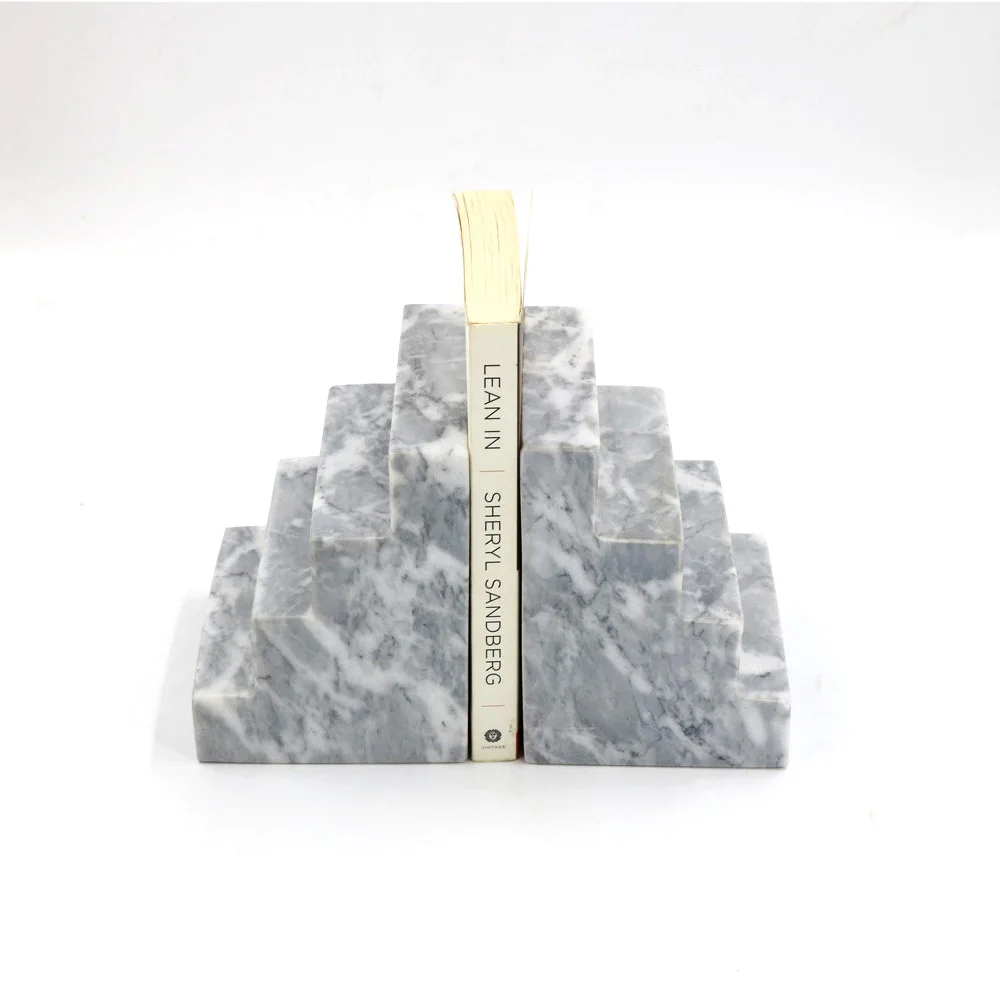 factory cheap price marble crafts natural stone bookends study room bookend stand for student
