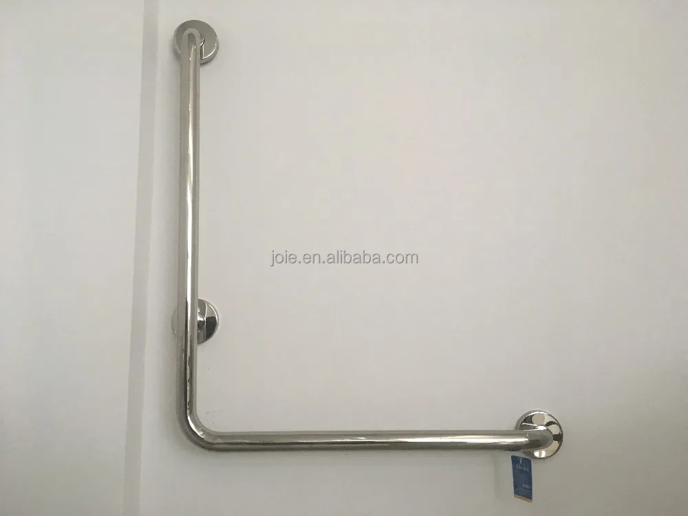 L shape SUS304 stainless steel disable handicap safety assist wall mounted bathroom grab bar
