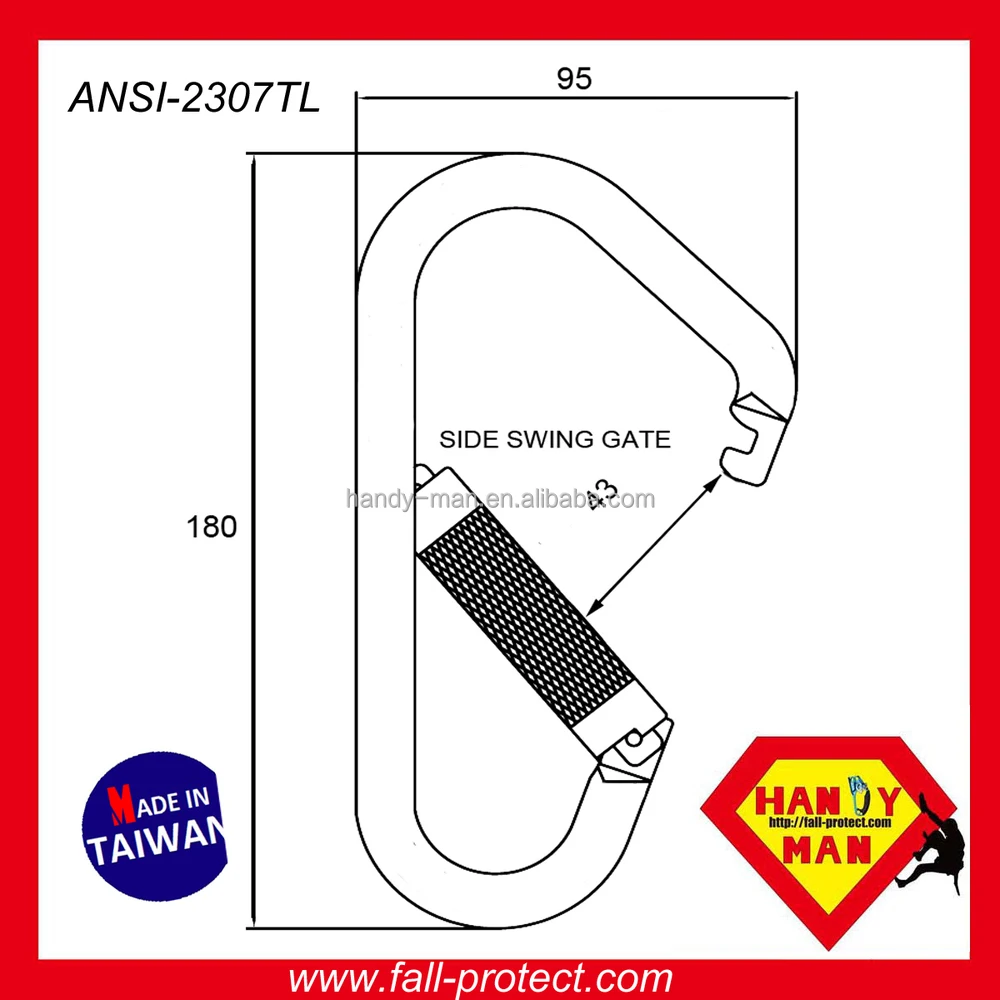 Steel D Type Large Carabiner Screw Gate Industrial work place Hook