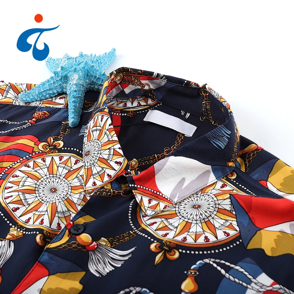 New arrivals OEM 100 rayon colorful hawaiian clothing african print shirts men