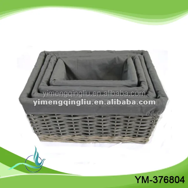 Handmade Fabric Lined large wicker cheap storage baskets