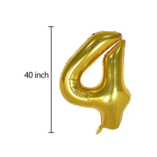 
TF 40 Inch Gold Foil Balloons Number 0-9 Letter Foil Balloons Party Decoration Helium Happy Birthday Balloon Huge Size 