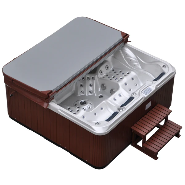Outdoor Massage Spa Hottub Pop-up TV Acrylic 19 Inch Square Massage Tub Whirlpool Bathtub Freestanding 7 Person Computer Control