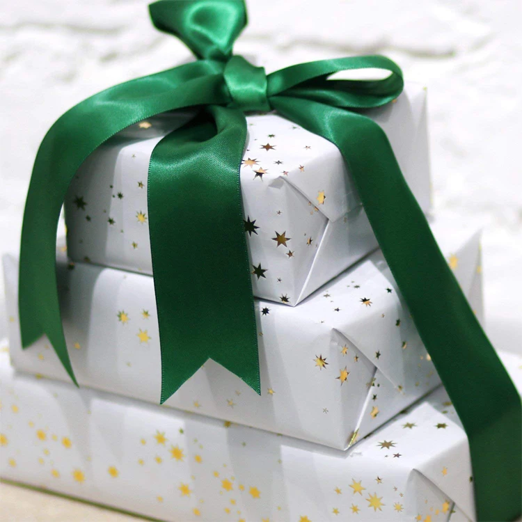 New Product Gold Foil Pattern Printed Black & White Gift Wrapping Paper