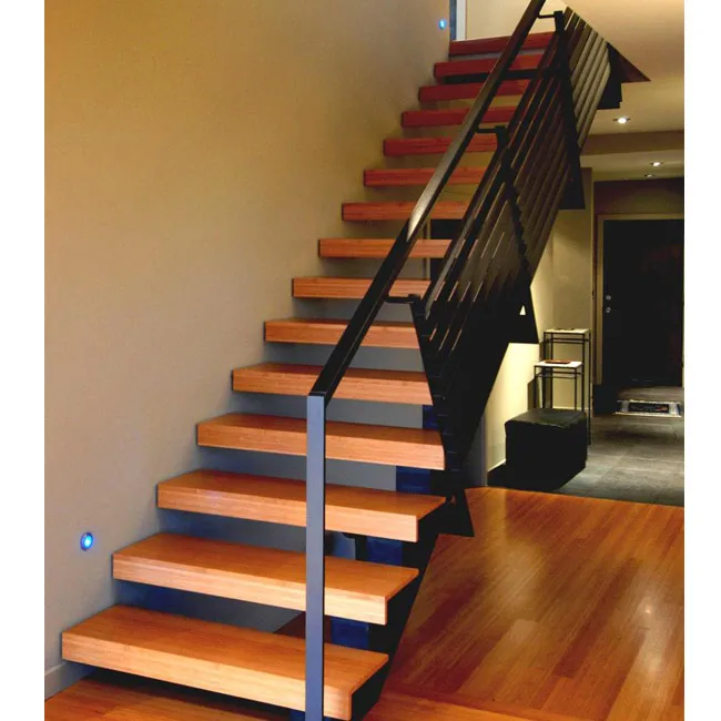 
Indoor U Shape Stainless Steel Balustrade Stair Steel Wood Staircase 
