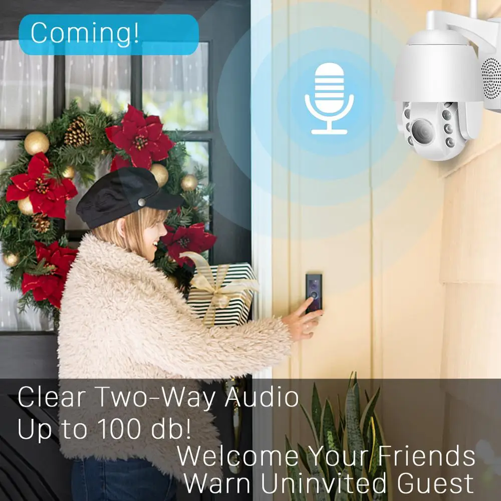 1080P 5x Auto Optical Zoom Mini PTZ IP Camera SONY Sensor IR Night Vision WiFi Camera 2-way Audio Outdoor Security Camera