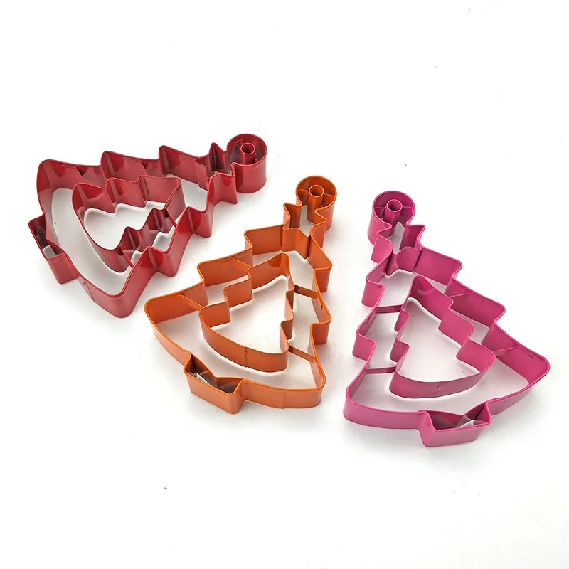 
Tree-shaped Stainless steel powder-sprayed biscuit cookie cutter mold cake mousse ring with press dessert pastry tools 