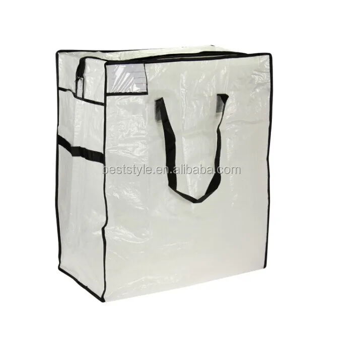 Black nylon handle clear quilt vinyl zippered storage bag