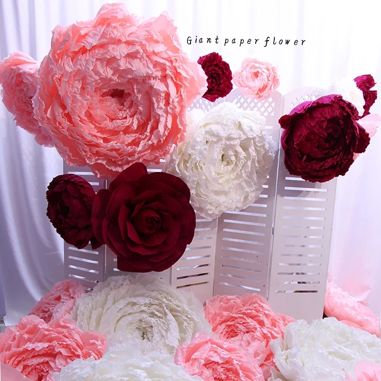 New China handmade high quality decorative giant crepe paper flowers for wedding decoration