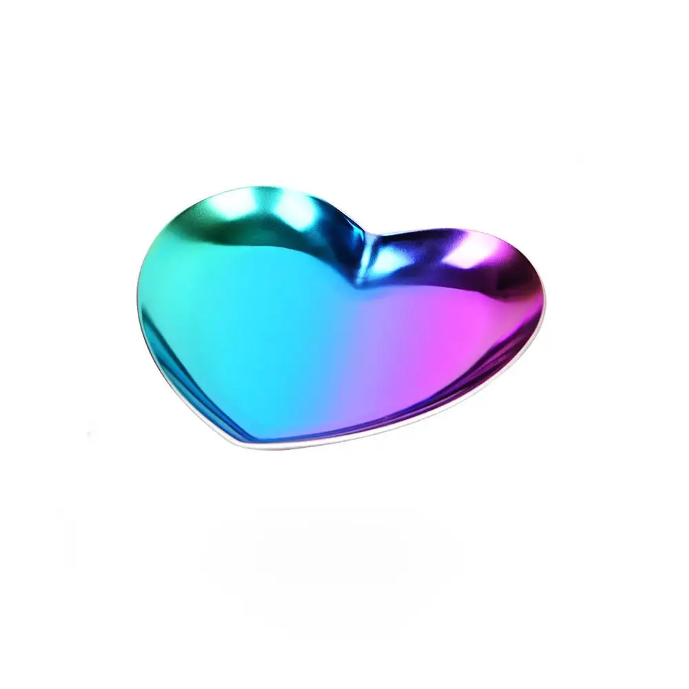 Cute stainless steel material rose gold color heart shaped trinket dishes metal ring dishes