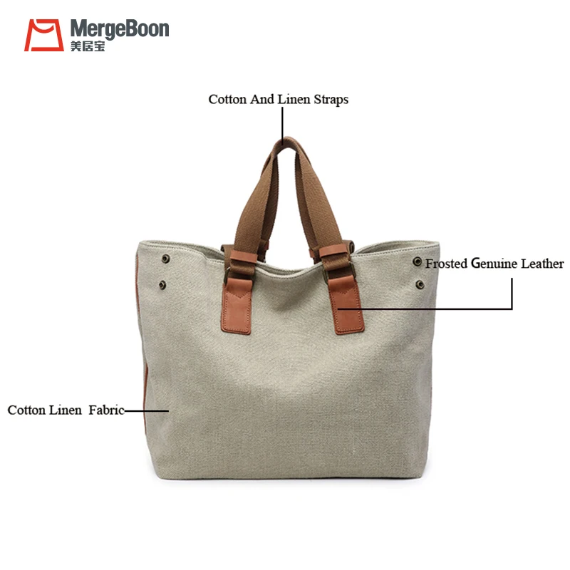 Mergeboon new stylish cotton canvas tote handbags for women