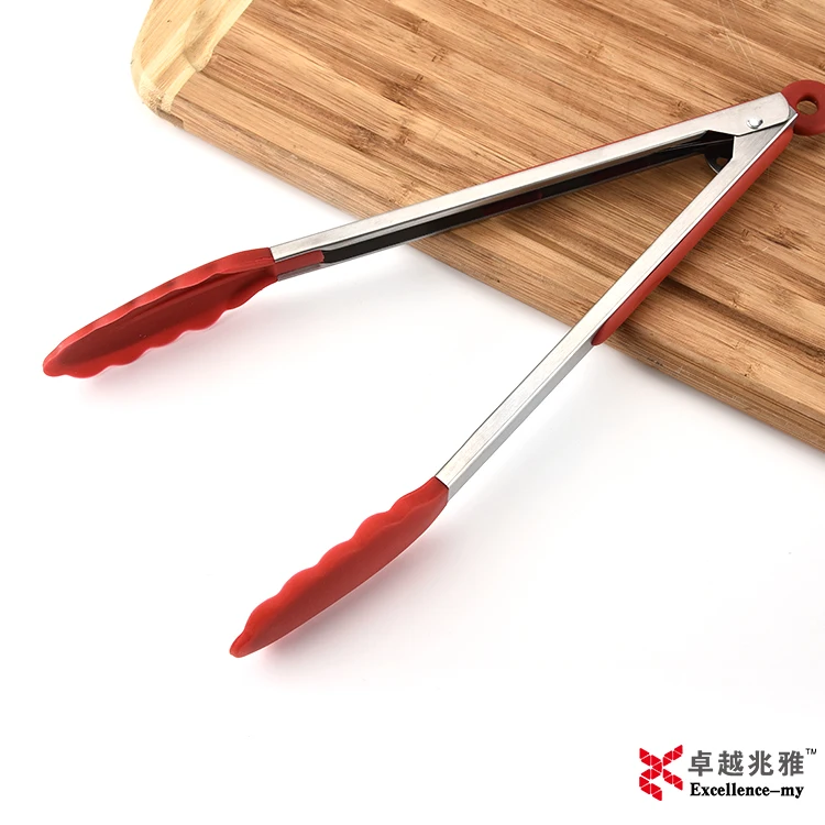 7 9 12 Inch 3 pcs 18T3 Plastic Kitchen Cooking Clamp Stainless Mini Food Tongs Set of 3 For BBQ Barbecue Cooking Tongs