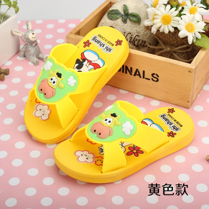 New Fashion Summer Baby Girls Boys Slippers Cartoon Cow Beach Slippers Kids Toddler Cartoon Flip Flops