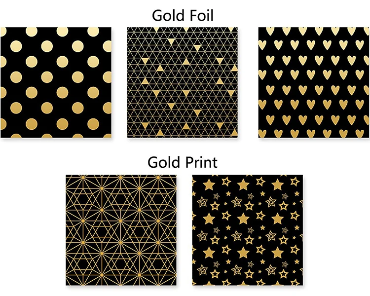 New Product Gold Foil Pattern Printed Black & White Gift Wrapping Paper