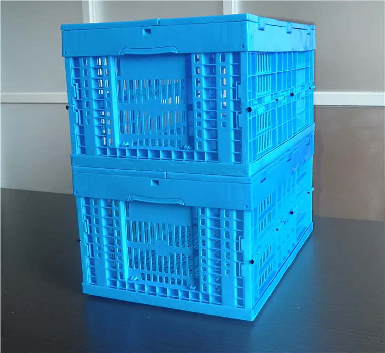 food grade stackable plastic fruit foldable vegetable basket ventilated container crates with lid