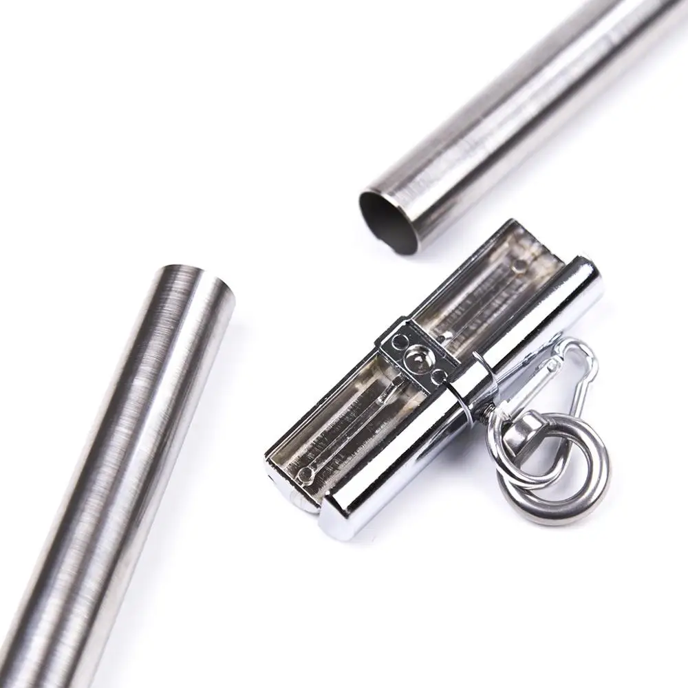 Stainless Steel Bondage Spreader Bar with Metal Hooks for Removable Cuffs