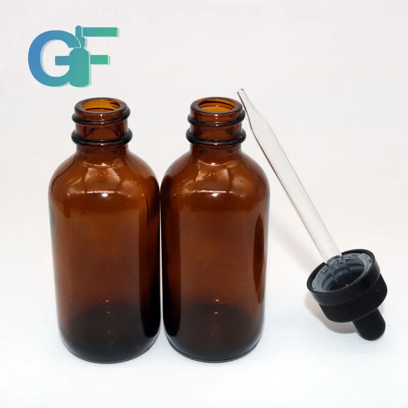 60ml clear amber boston round glass bottle for e juice