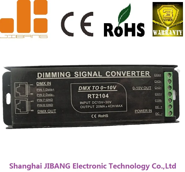 Shanghai JIBANG DC15-30V Input 4CH DMX to 0-10V Converter RT2104