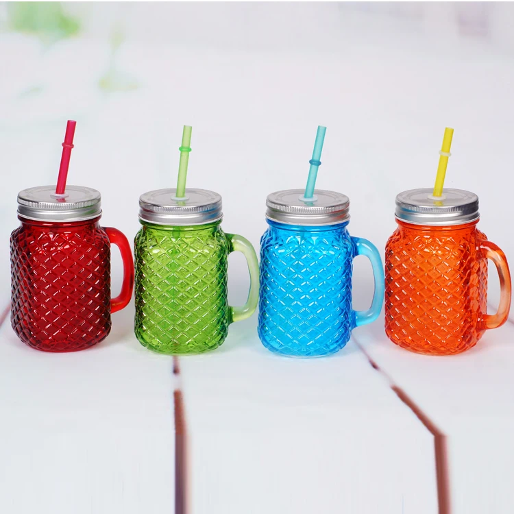 
hot sale glass mason jar with black boars and color 