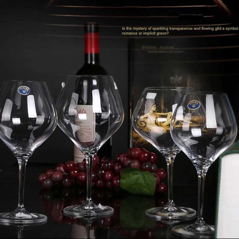 Wholesale Lead-Free Crystal Wine Glass Clear Luster Bohemia Goblet Glassware Creative Unique Gold Stem Red Wine Glass