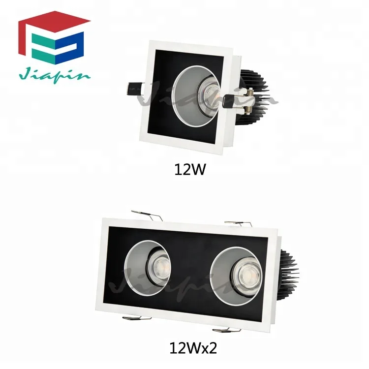 
Square Single/two heads 12W/12Wx2 105x105mm cutout Commercial downlight LED COB grill light 
