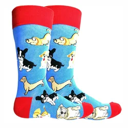 Bonypony Adorable Cute Puppy Gourmet Avocado Colorful Dogs Patterned Socks Elite Combed Cotton Crazy Novelty Dress Socks