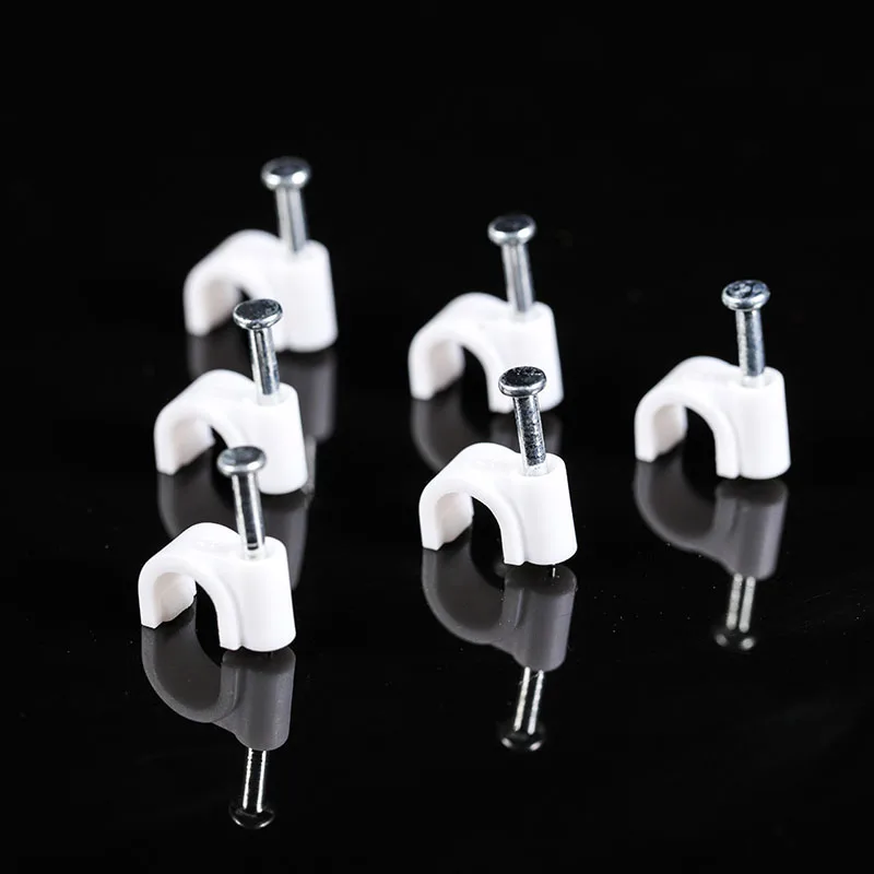 Hot sale plastic round cable clips with nail/good quality electric  cable clip