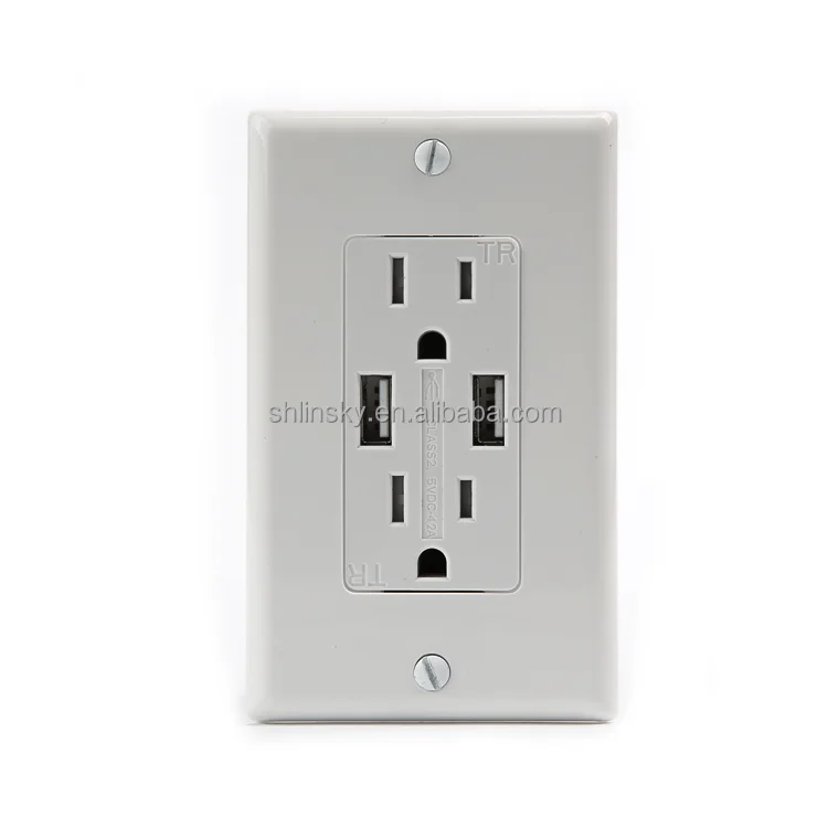
Shanghai Linsky UL Certificate 125V 20A GFCI With USB Power Outlet 