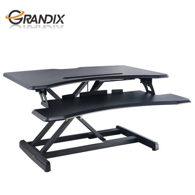 Portable office computer pneumatic height adjustable standing desk converter