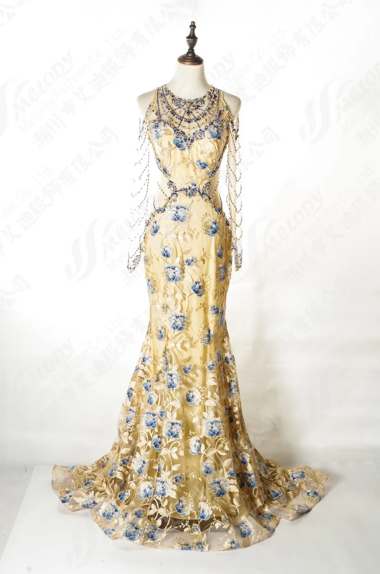 Stunning Formal Occasion Women Wear Elegant Lace Long Sleeve Arabic Evening Dress